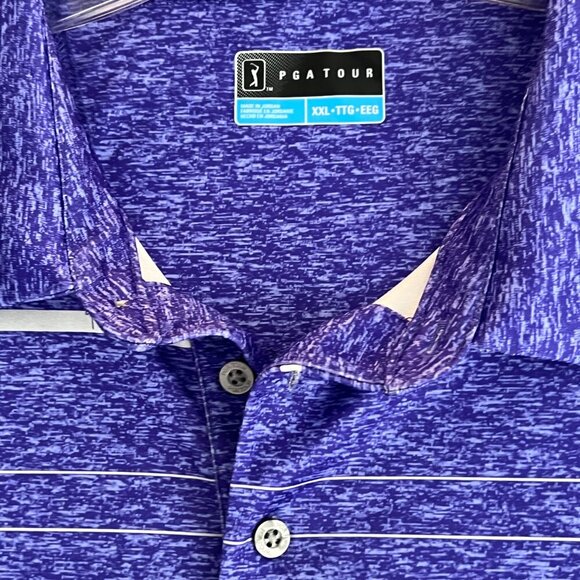 PGA Tour Short Sleeve Athleisure Golf Polo Shirt Purple Stripe Size XXL - Picture 3 of 8